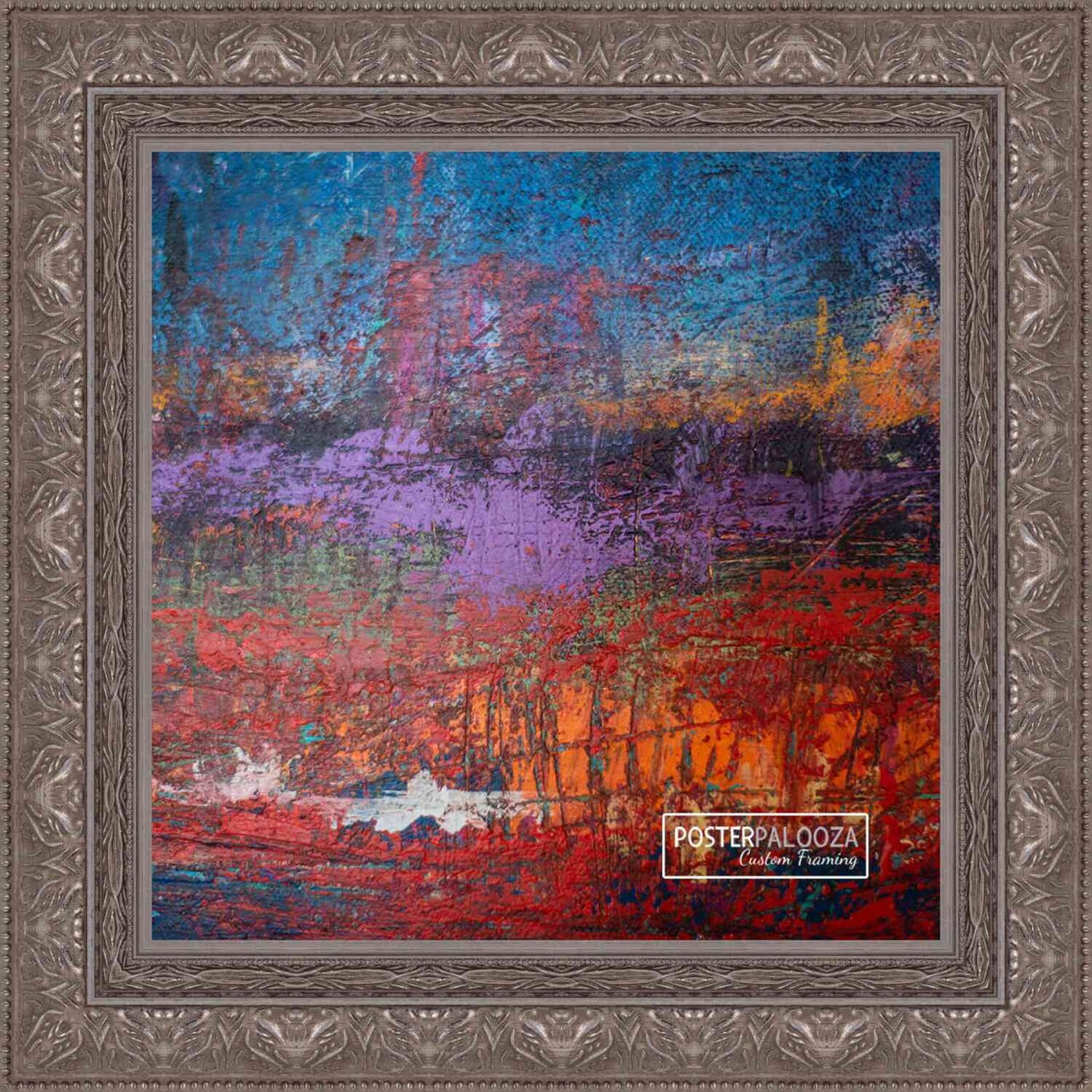 Square Museum Silver Picture Frame - UV Acrylic, Foam Board Backing, Hanging Hardware